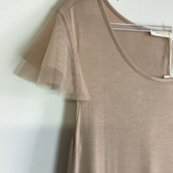 Malissa J. Dress Neutral Tan Beige Nude Tool Shortsleeved Maxi Balletcore Size M - Picture 3 of 10
